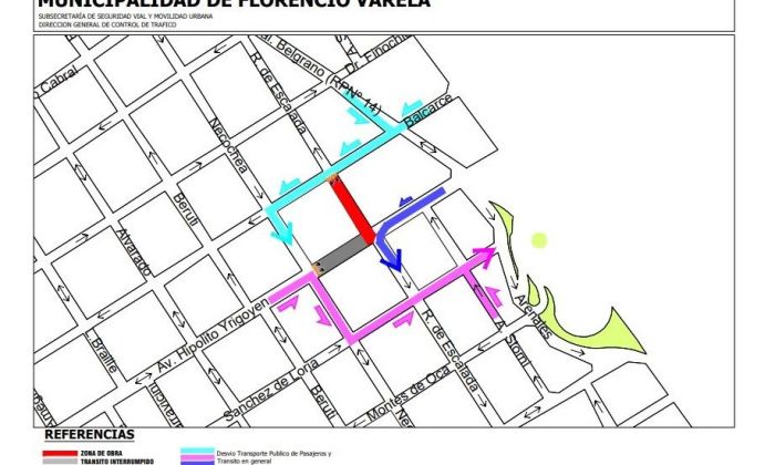 F. Varela - Desvíos por obras hidráulicas en Pte. Sarmiento y López Romero